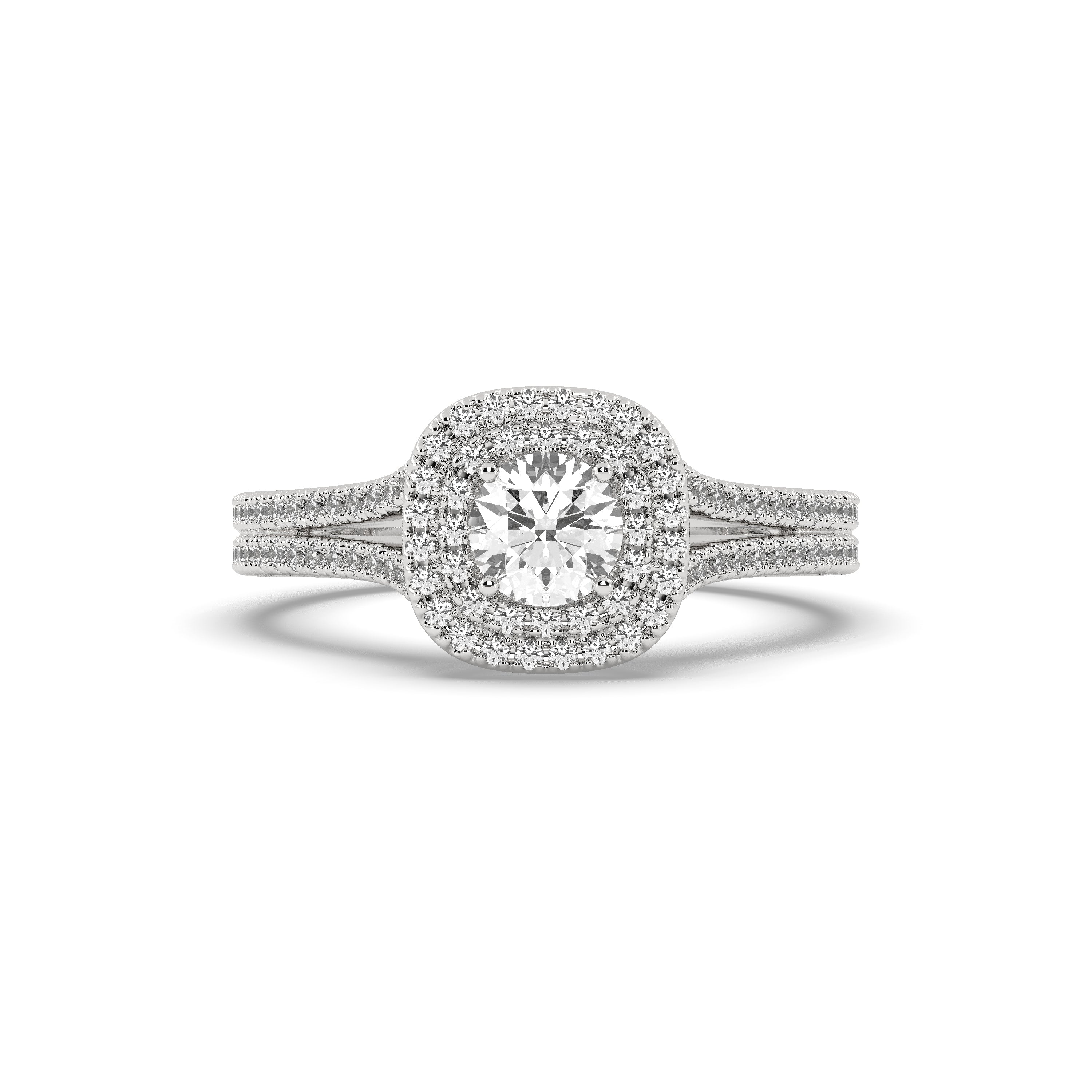 White Gold Studded 1.36 Carat Lab Grown Diamond Ring-E Color VS1 Clarity.